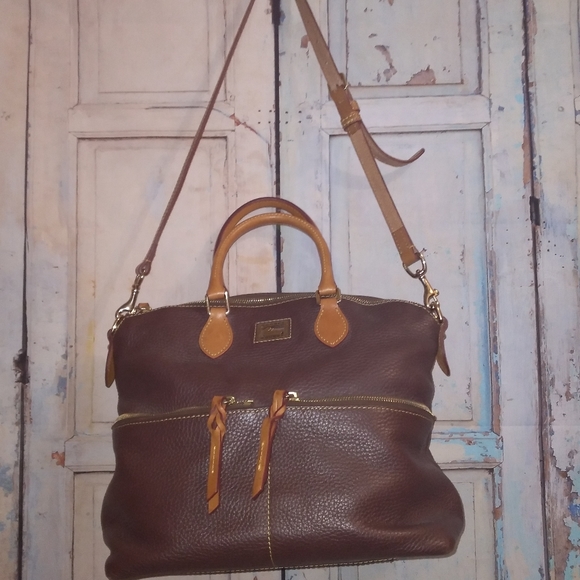 Vintage Dooney & Bourke Dual Handle Shoulder Strap Large Totebag Brown - Picture 2 of 16